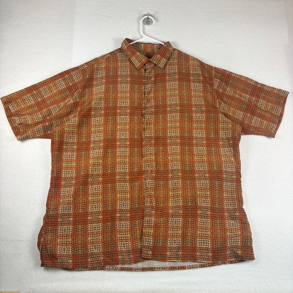 Bassiri‎ Limited Collection Mens 4XL Orange Abstract Geometric Button Up Shirt